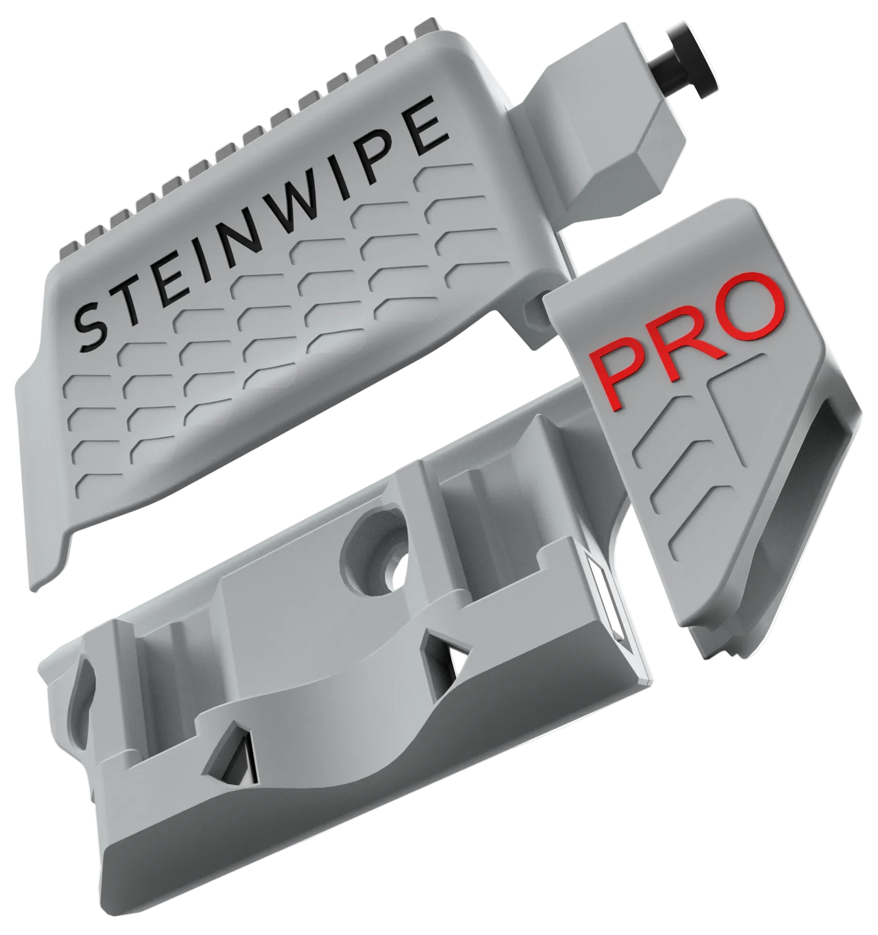 Two gray Steinwipe Pro scrubbers on a white background