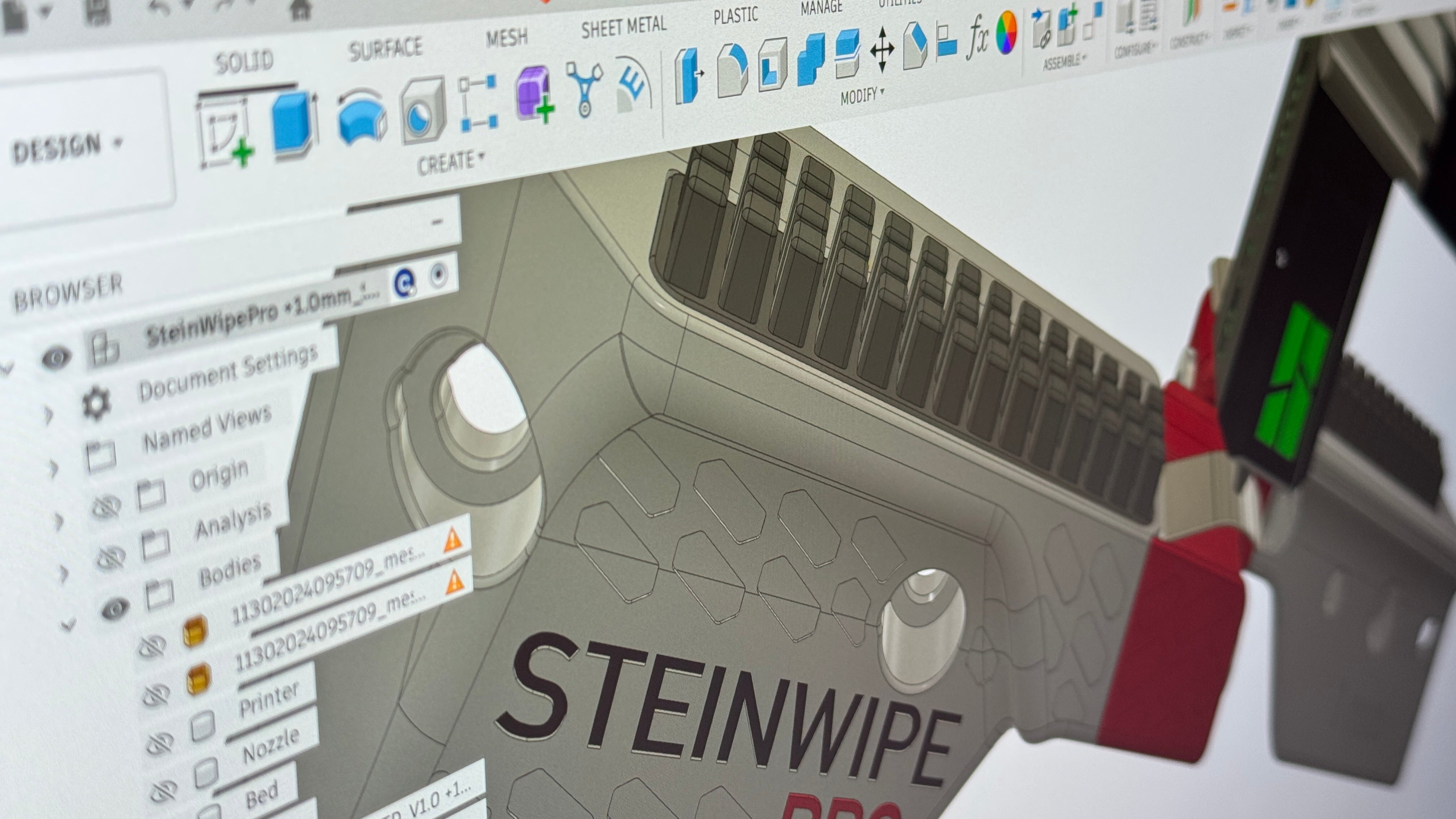 Computer screen displaying a 3D modeling software with 'Steinwip' branding.