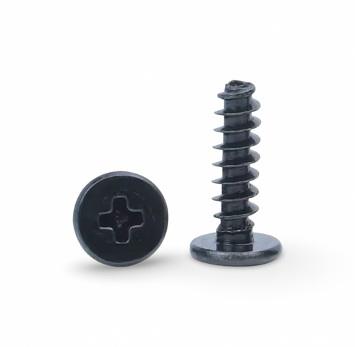 Two black screws on a white background