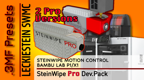 Advertisement for Steinwipe Pro motion control software with text and graphics on an orange background.